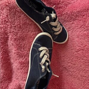 Navy Blue Sneakers with White Accents